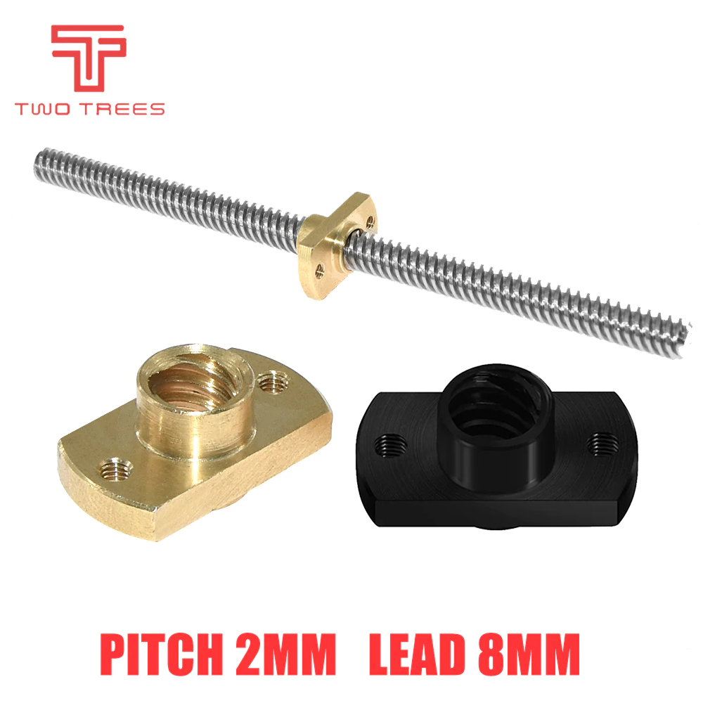 Lead Screw 8Mm - T8 Loodschroefmoer, spoed 2mm, schroefdraad 8mm,