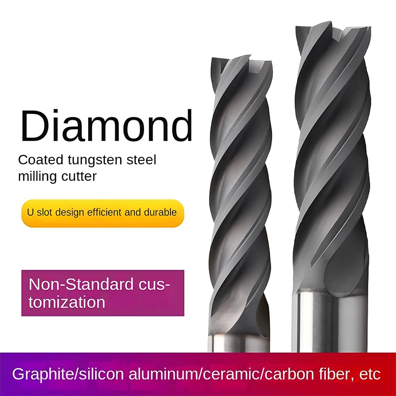 End Mill Set - Diamantgecoate grafietwolfraamstaal frees met zirkoniumkeramiek, silicium,