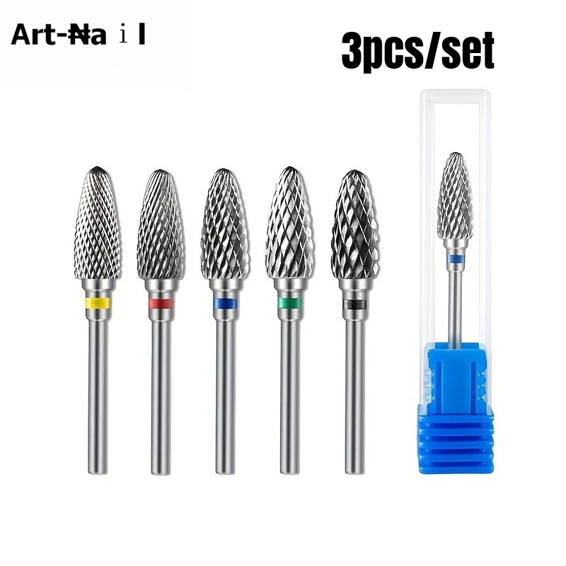 Carbide End Mill - 3 stuks Wolframcarbide Nagelboorbits Elektrische Manicure