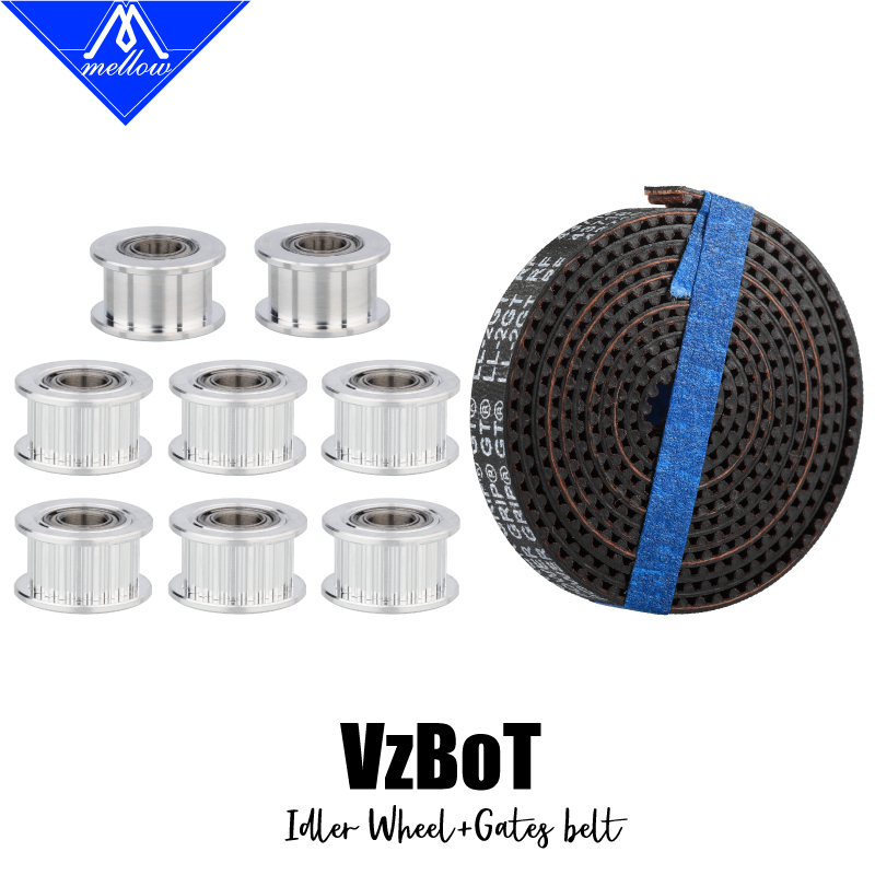 Gt2 Belt - Mellow 1Set Aluminium GT2 Rondsel Met